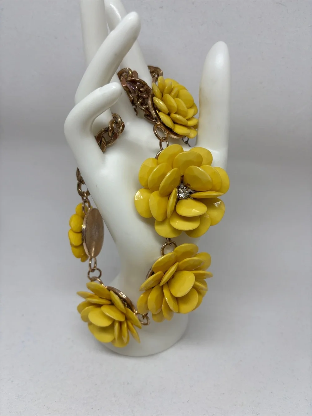 Yellow Floral Resin Statement Necklace - Picture 2 of 15